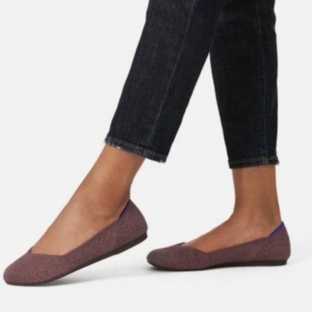 Rothys Round Truffle Python Size 8 Brown Flat Sho… - image 3